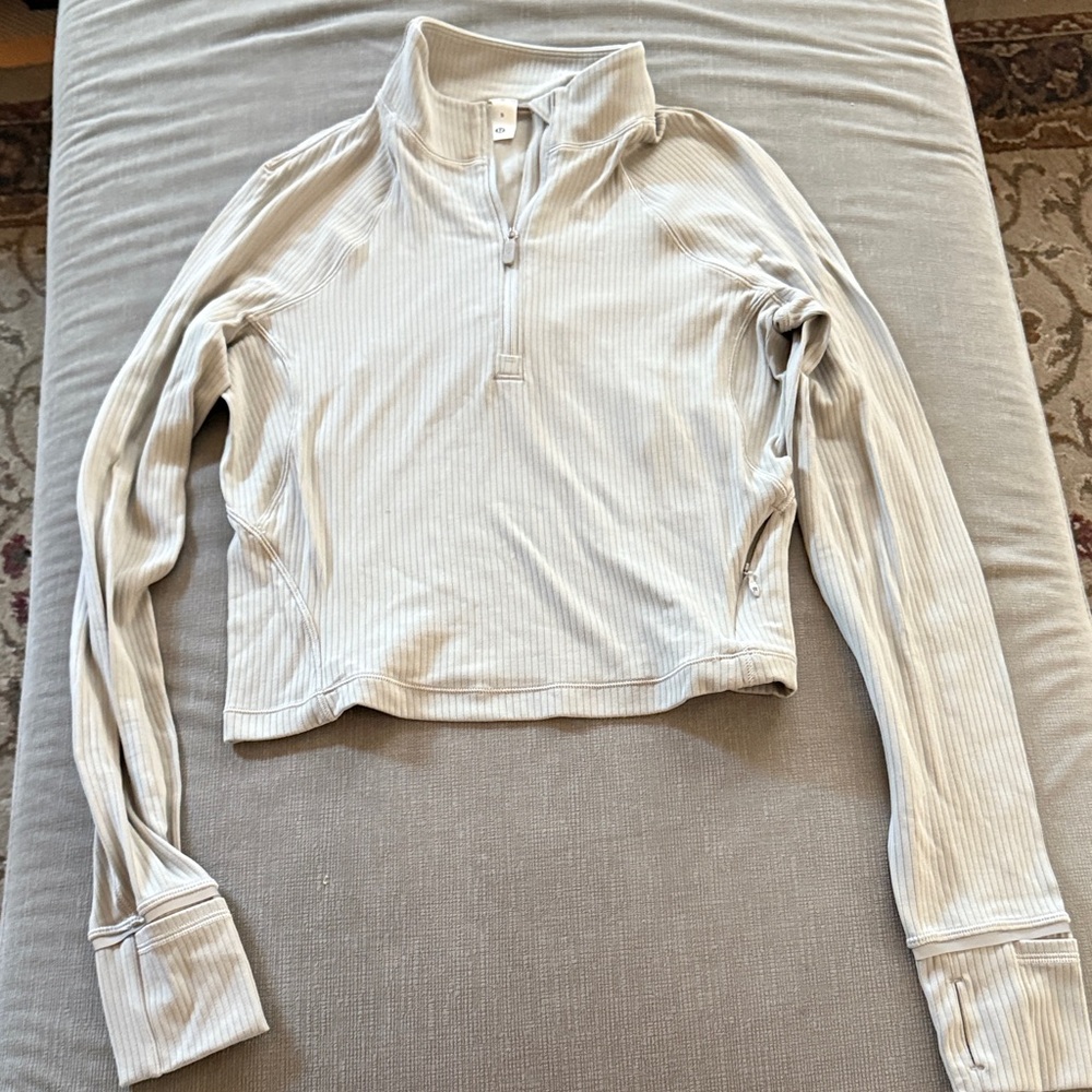 Lululemon Athletica Light Gray Quarter-Zip Sweatshirt